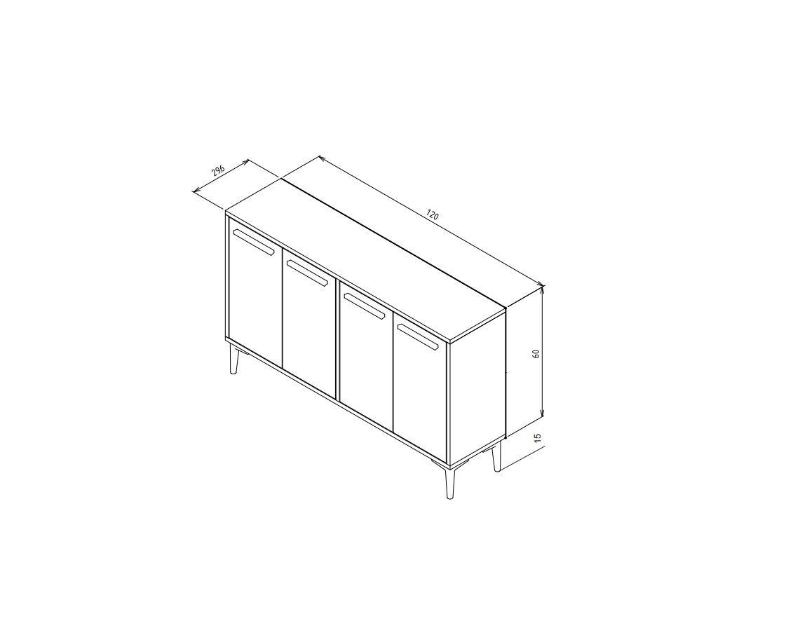 Buffet Alnitak 120cm Effet marbre Blanc et Chêne clair