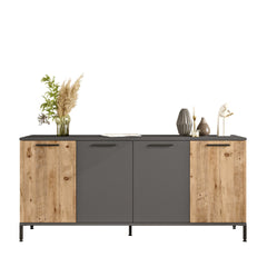 Buffet bas 1 portes Peeves L160cm Chêne clair et Anthracite