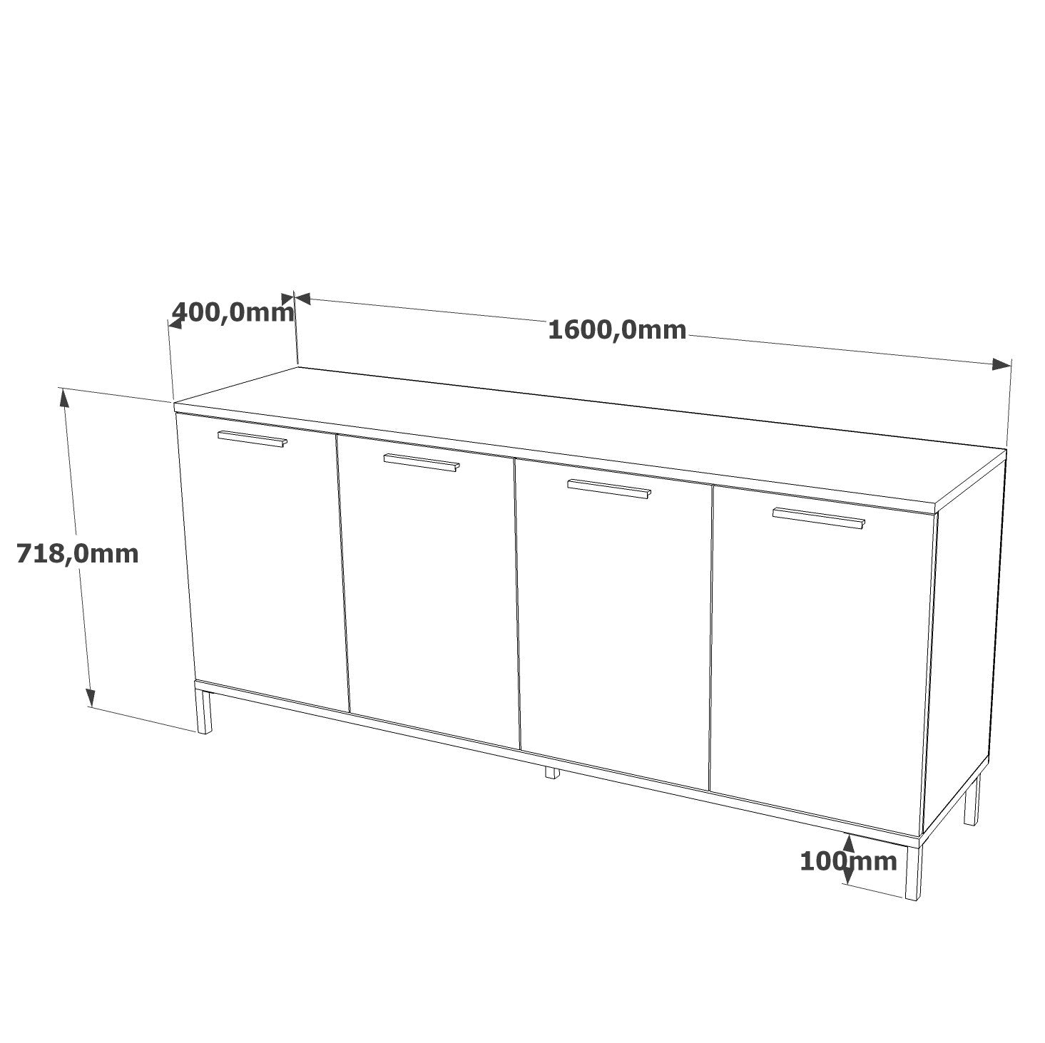 Buffet bas 1 portes Peeves L160cm Chêne clair et Anthracite