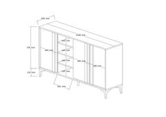 Buffet bas 3 portes Farfalle L160cm Bois foncé et Anthracite