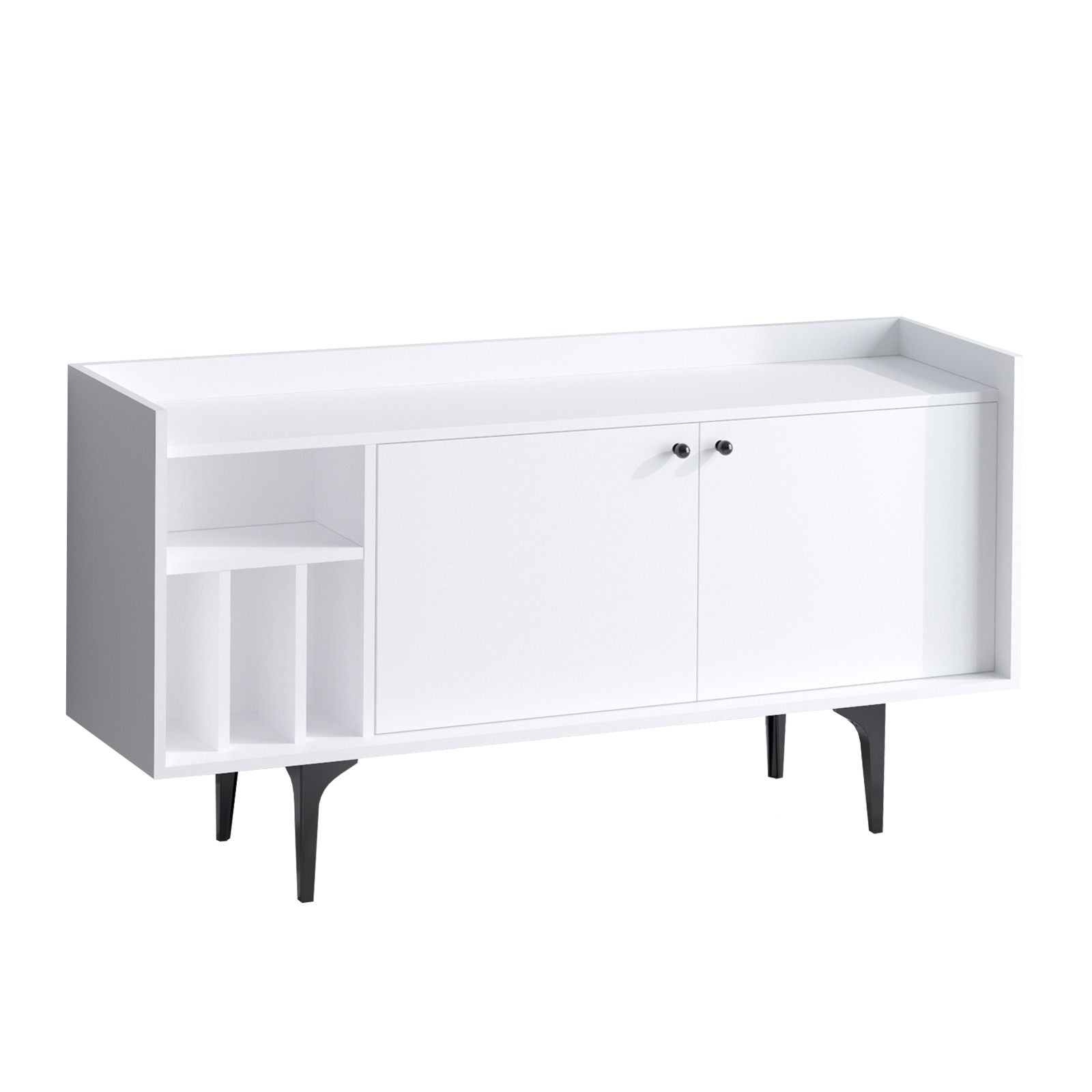 Buffet bas 4 portes et 4 niches Erebos 150cm Blanc