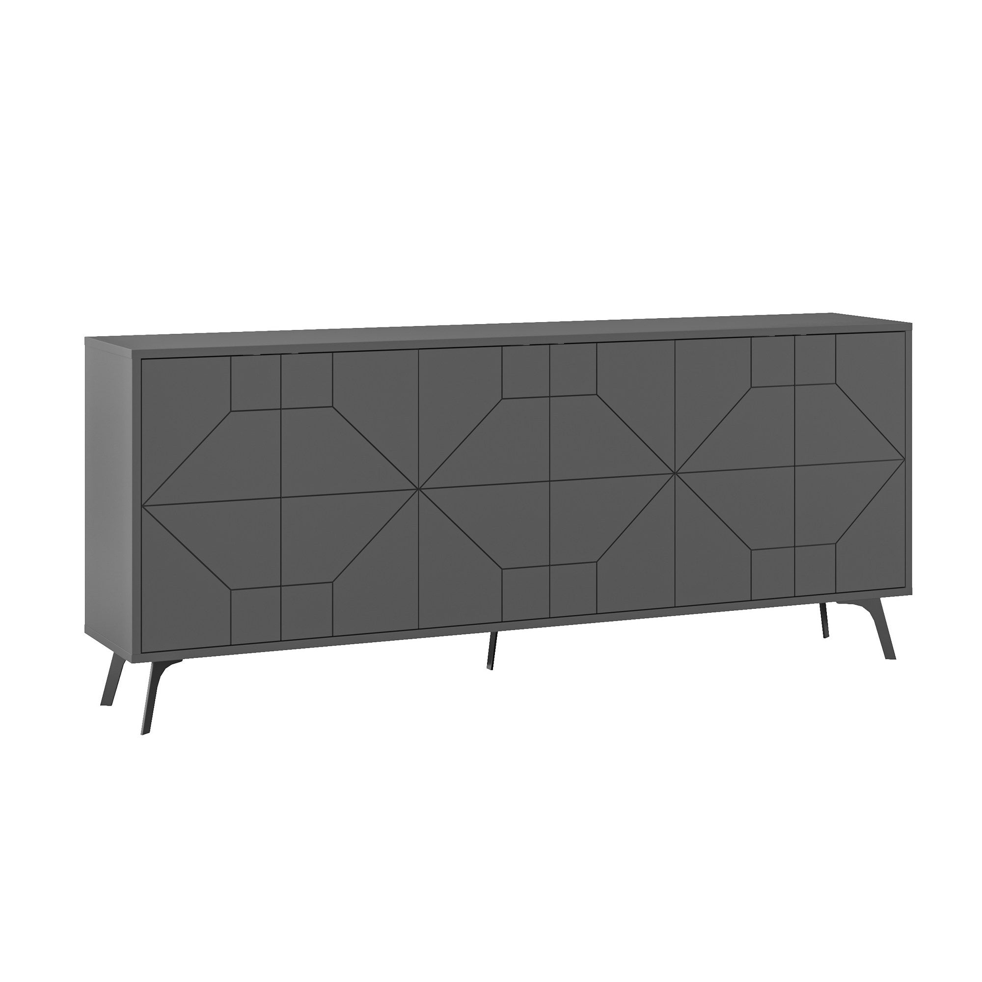 Buffet bas contemporain Santos L184cm Bois Anthracite