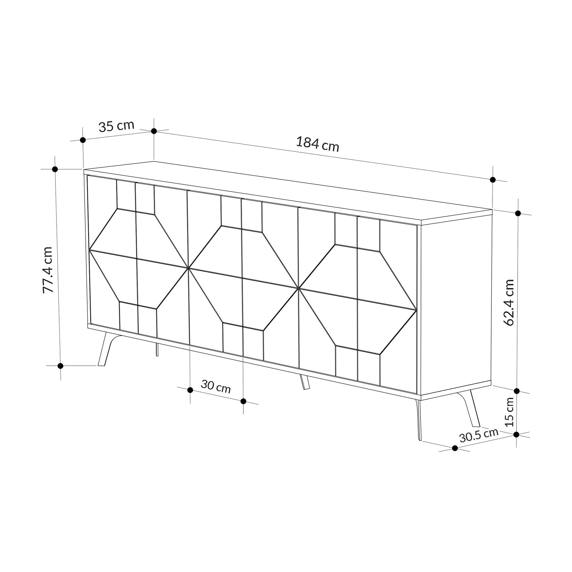 Buffet bas contemporain Santos L184cm Bois Anthracite