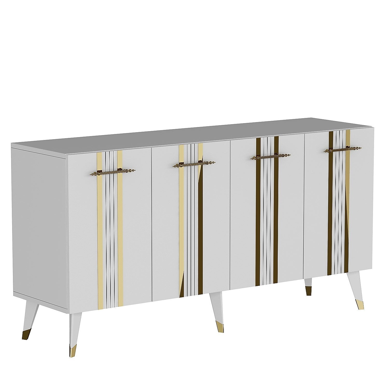 Buffet Cayman L150xH80cm Blanc avec bandes Or