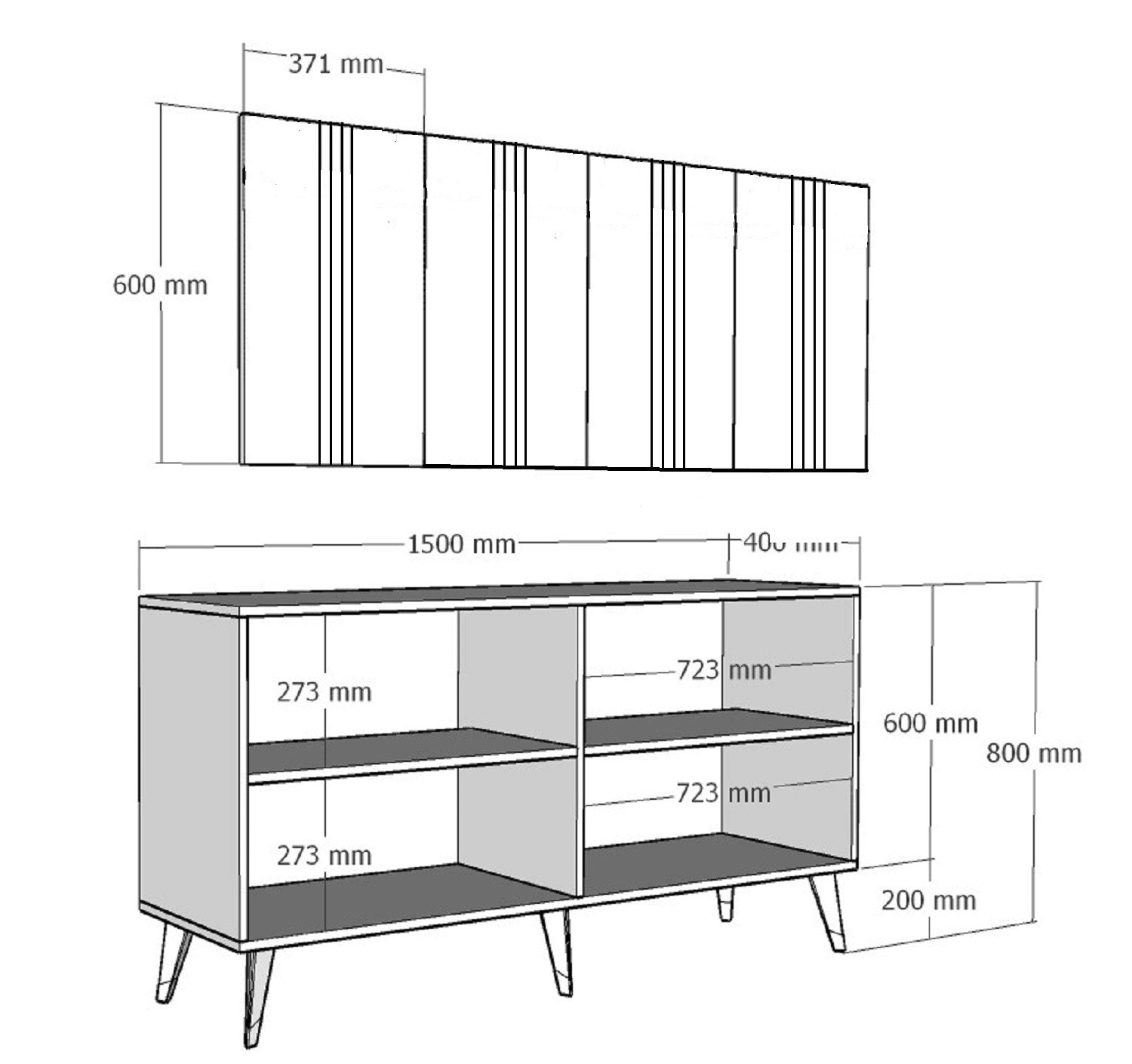 Buffet Cayman L150xH80cm Blanc avec bandes Or