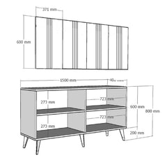 Buffet Cayman L150xH80cm Blanc avec bandes Or