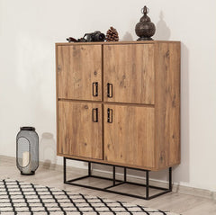 Buffet haut style industriel 4 portes Feneta Bois clair