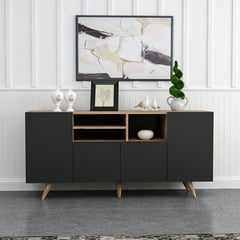 Buffet Kauai L160cm Bois clair et Noir