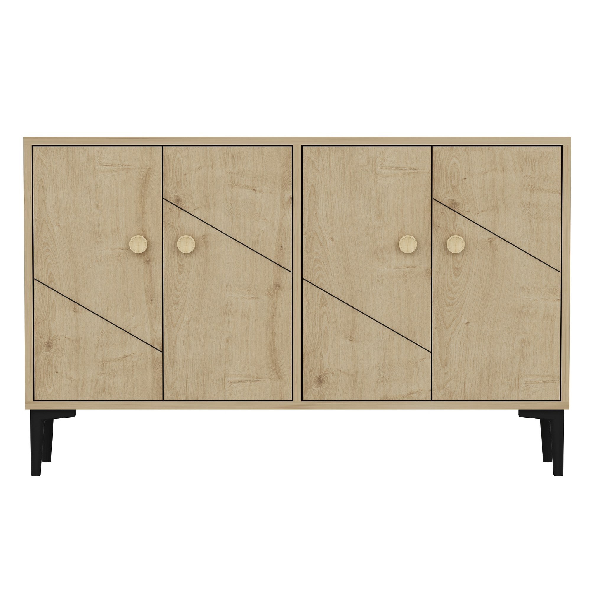 Buffet Nunki 120cm Motif Géométrique Chêne clair