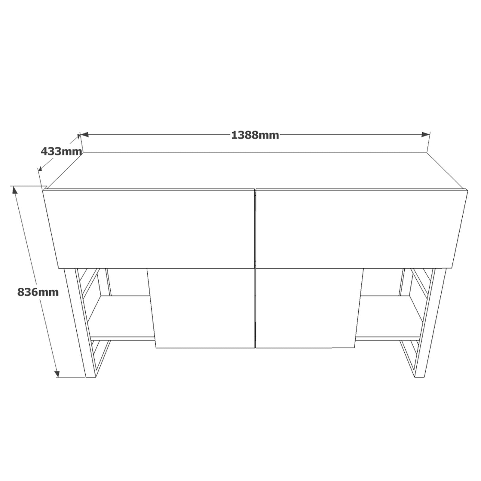 Buffet style industrielle Ournisse Métal Noir et Bois Naturel et Noir