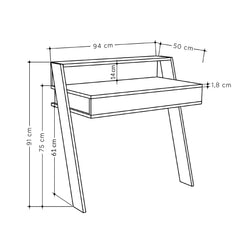 Bureau 1 tiroir Noue 94x91cm Bois Blanc