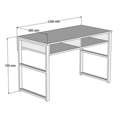 Bureau 2 compartiments Mauro 120cm Métal Noir et Bois Naturel