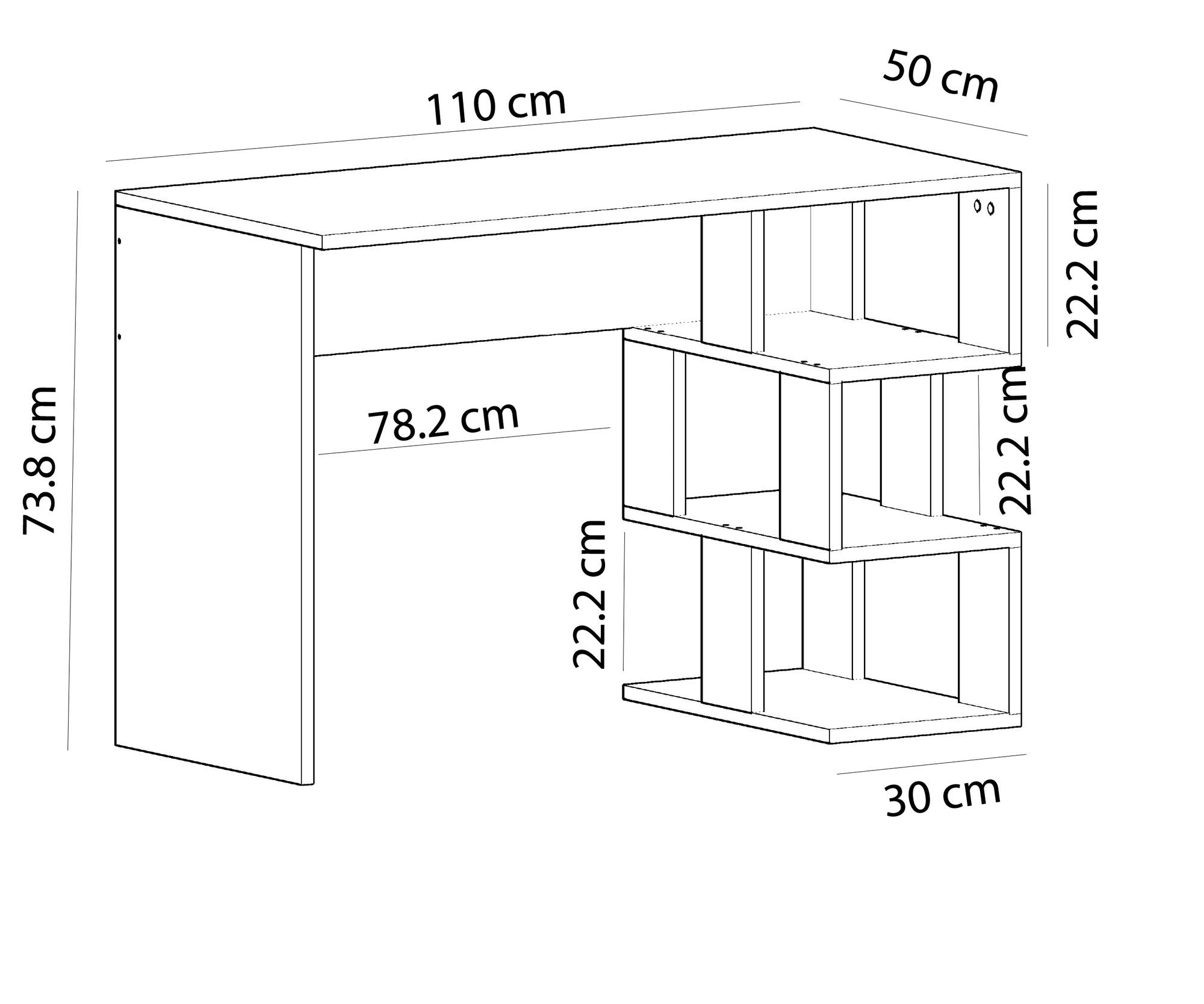 Bureau 3 étagères Bocinel 110cm Bois et Blanc