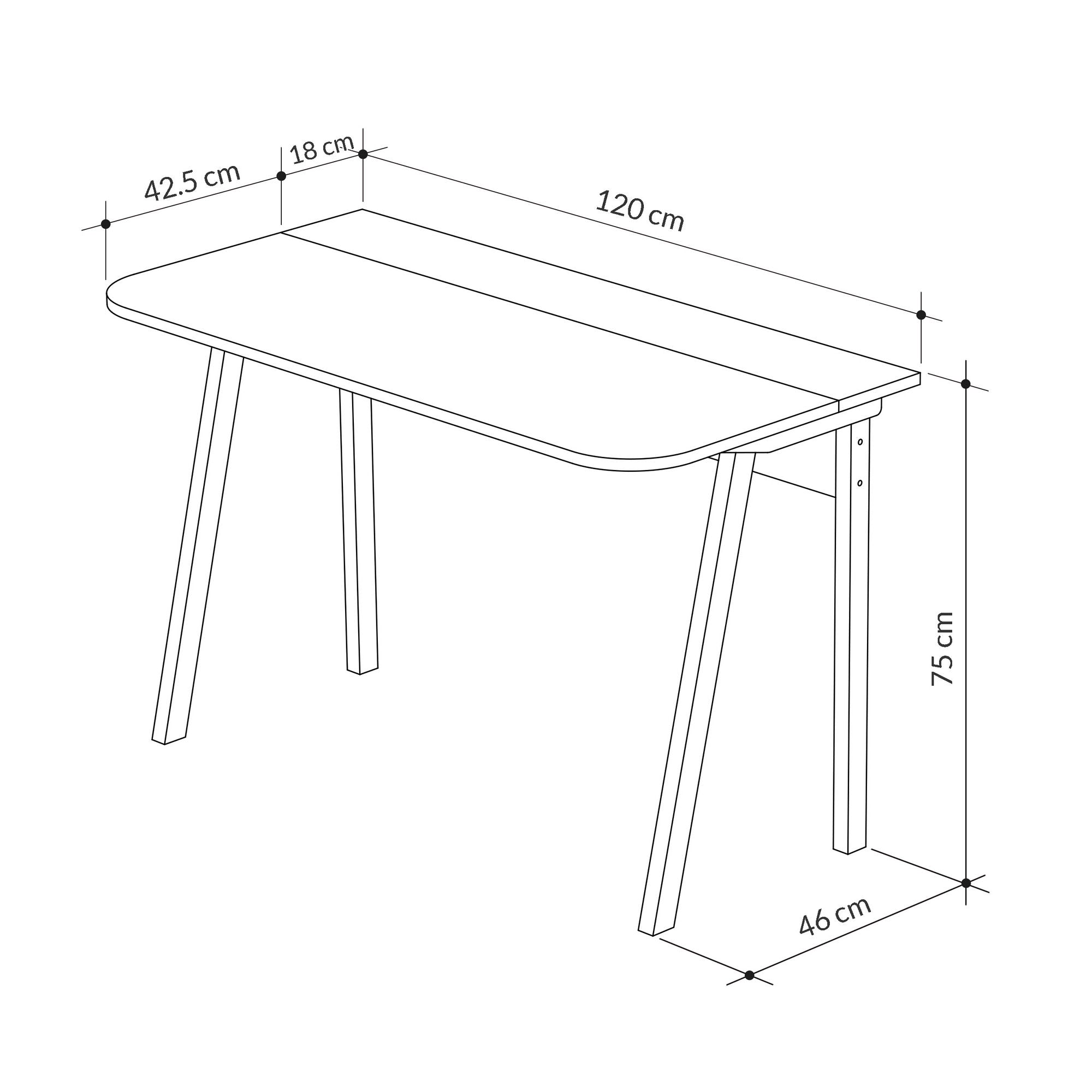 Bureau Adam 120cm Bois Blanc et Marron