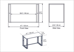 Bureau Adisu L120cm Métal Noir et Bois Effet Marbre Noir