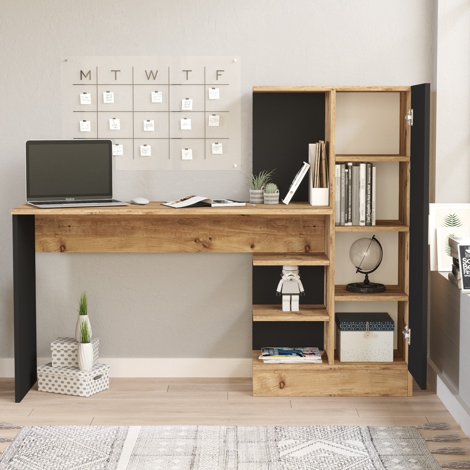 Bureau, armoire et étagère Gretak Bois Naturel et Noir