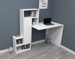 Bureau avec bibliothèque intégré Rhins Blanc