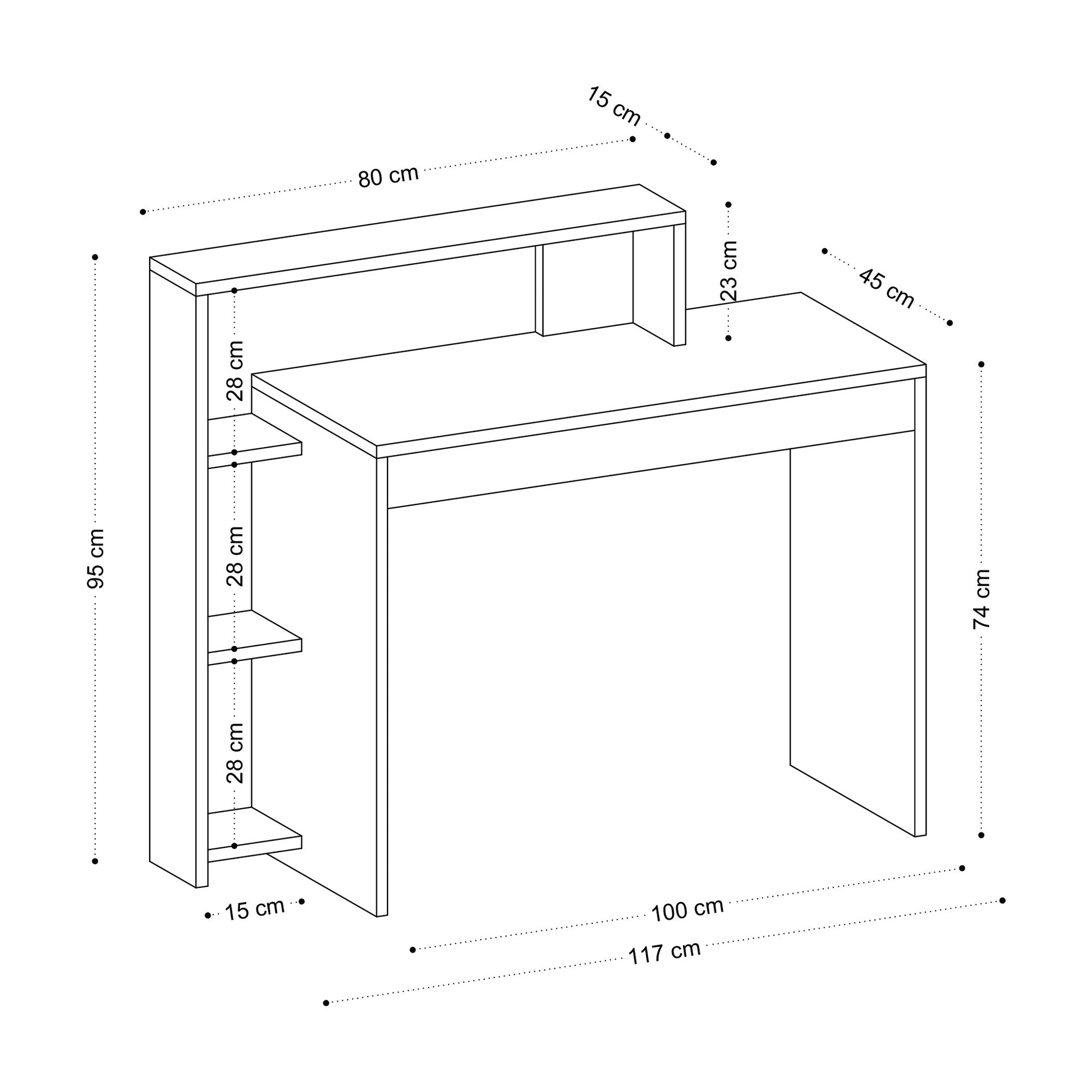 Bureau avec étagère Agout Blanc