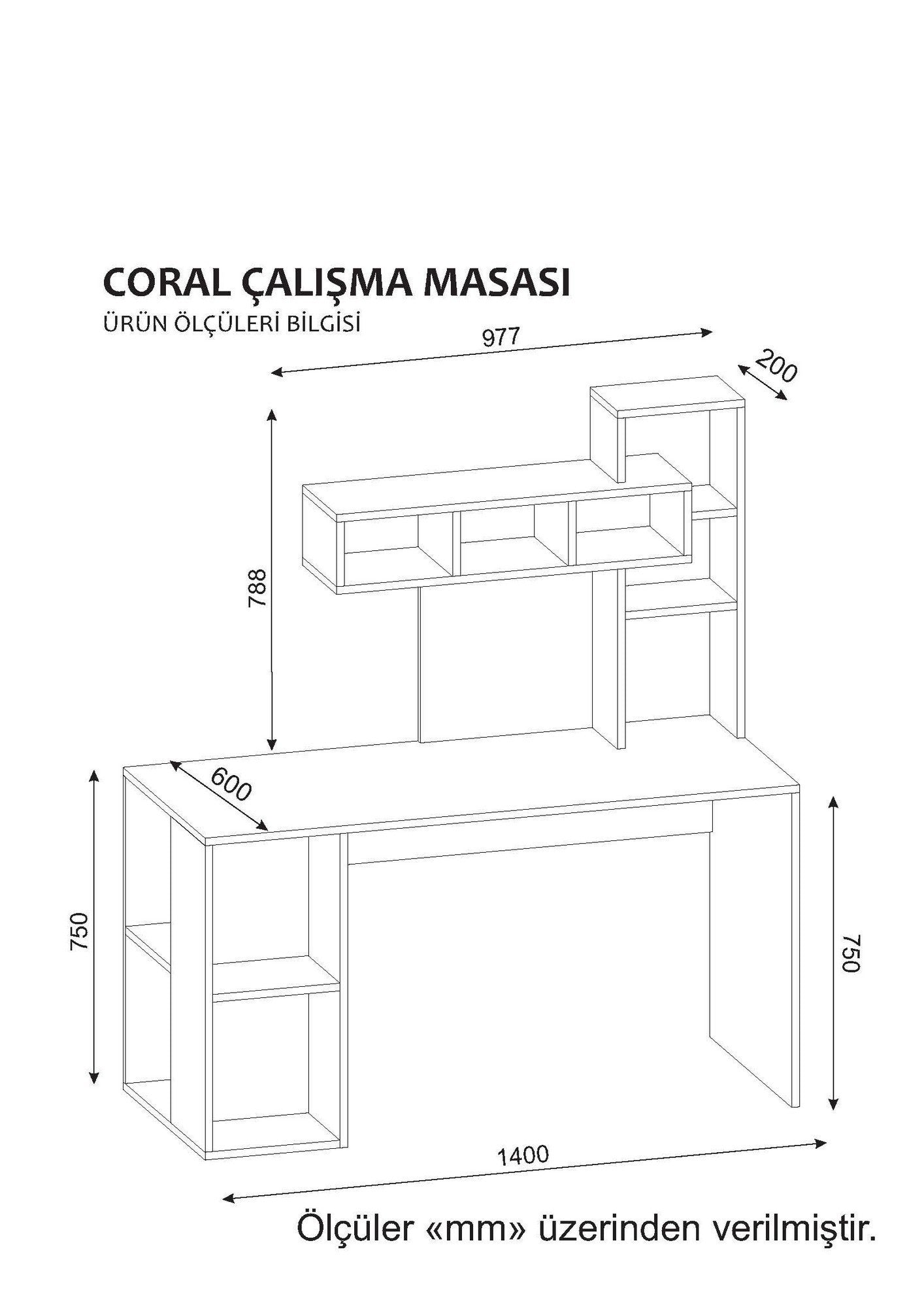 Bureau avec étagère intégré Cicero Bois Rouge et Blanc