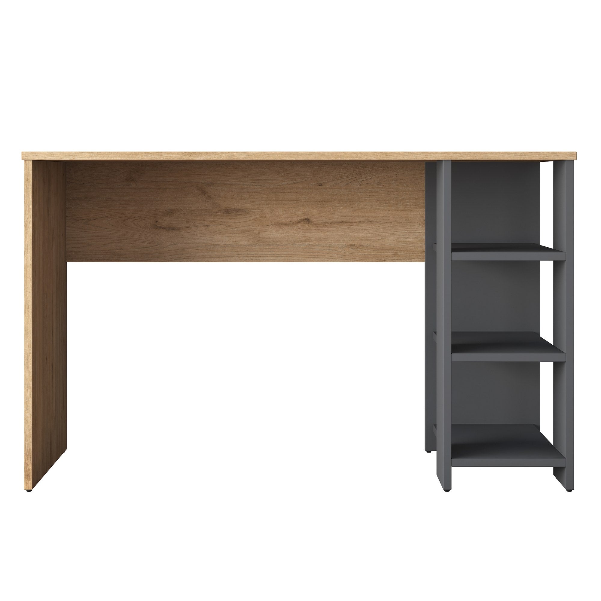 Bureau avec étagère Libanius L120cm Bois foncé et Anthracite