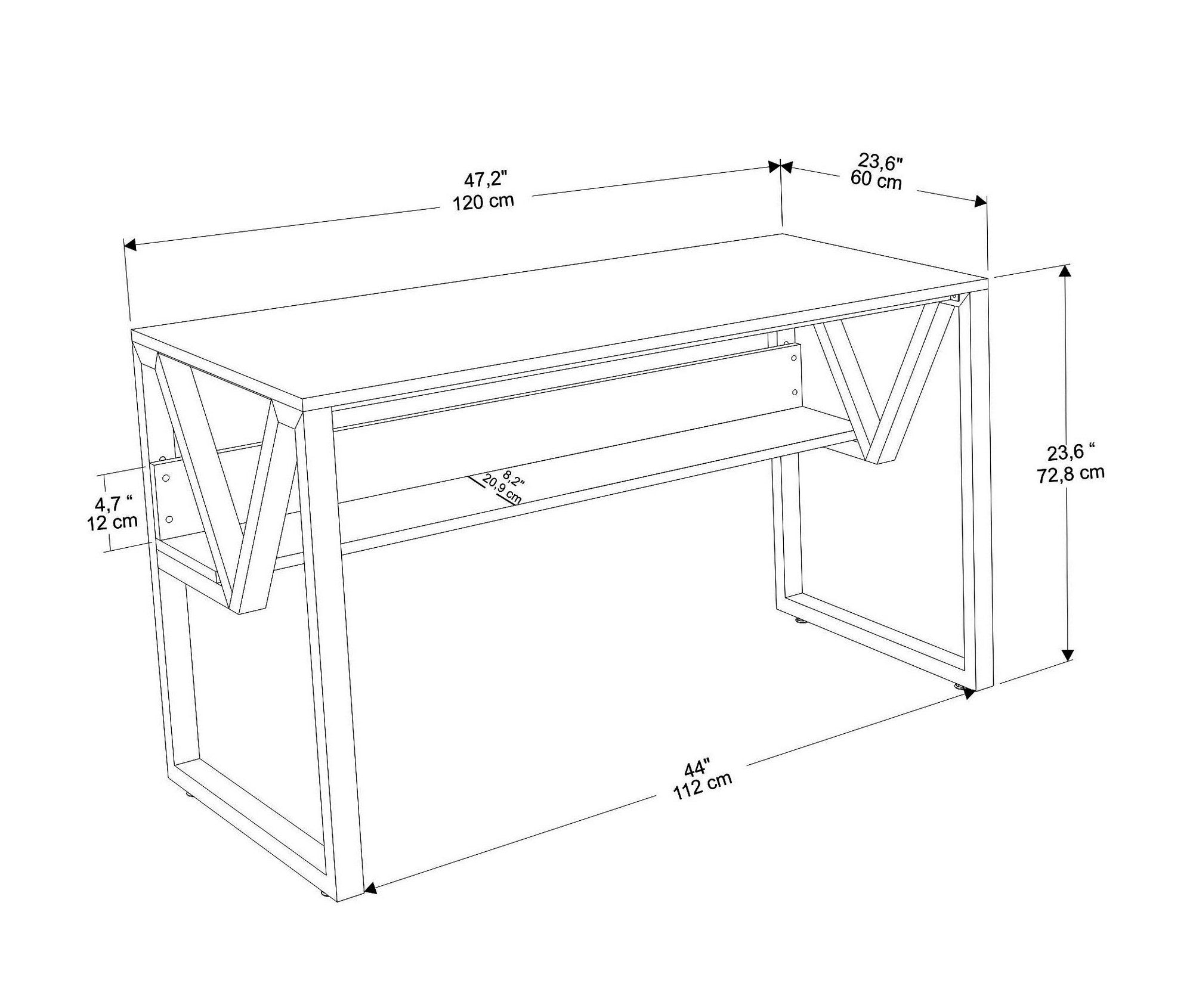 Bureau avec étagère Markos L120cm Noir et Vert