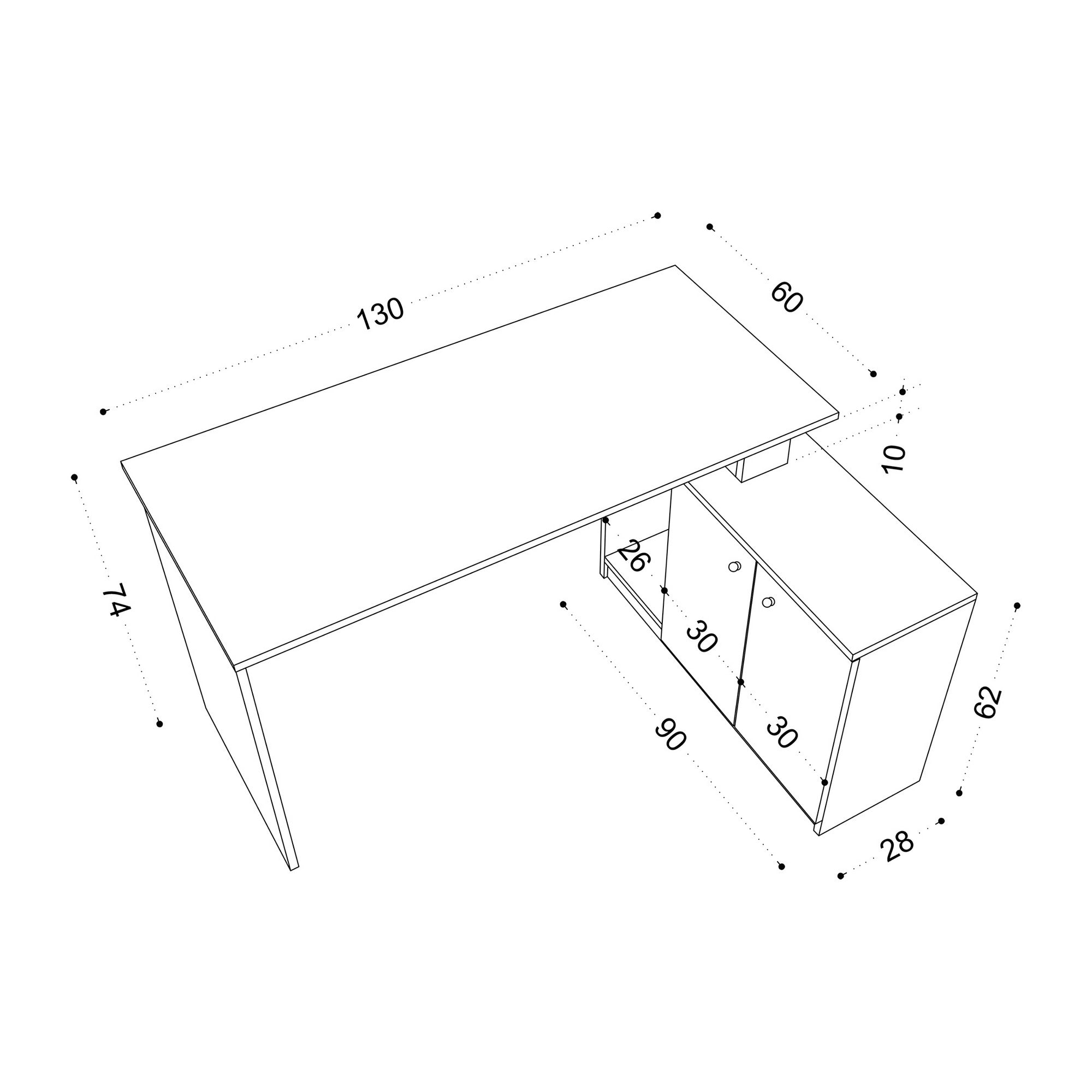 Bureau avec porte Nive Blanc