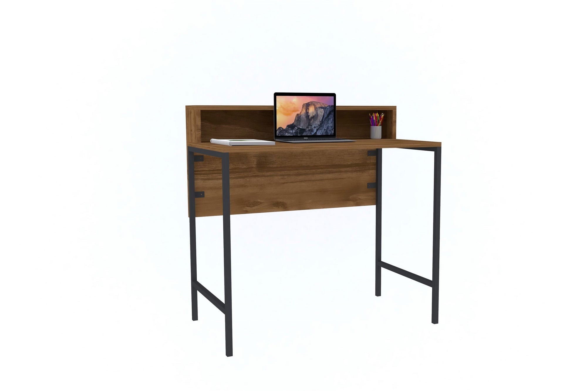 Bureau Chahla 90cm Bois foncé et Métal Noir