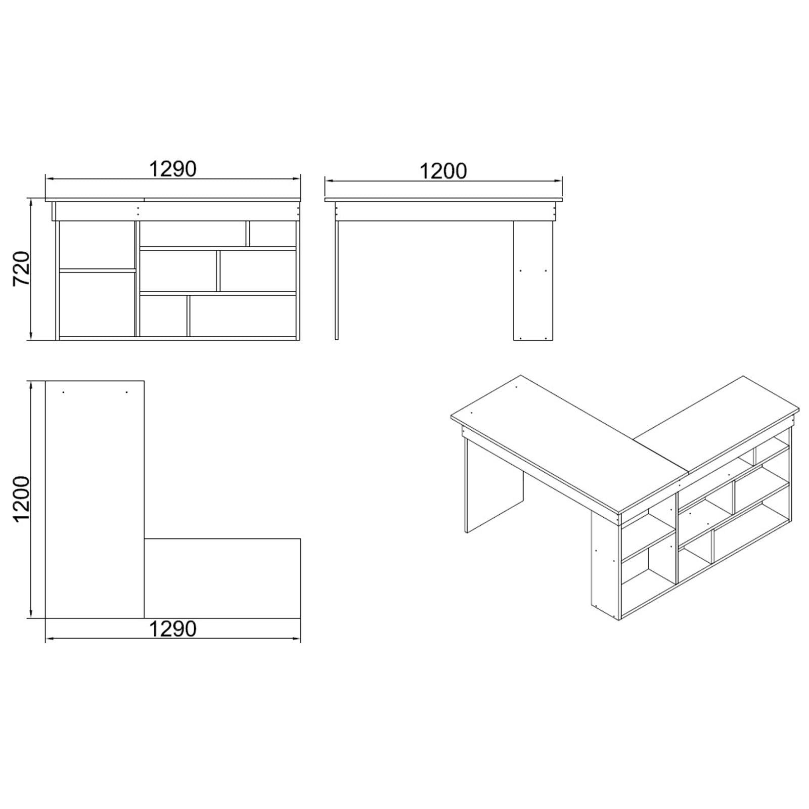 Bureau d'angle Perya Bois Naturel et Noir