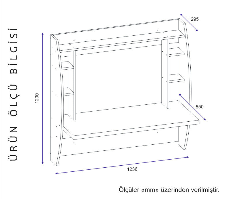 Bureau murale Kraki 123,6cm Blanc