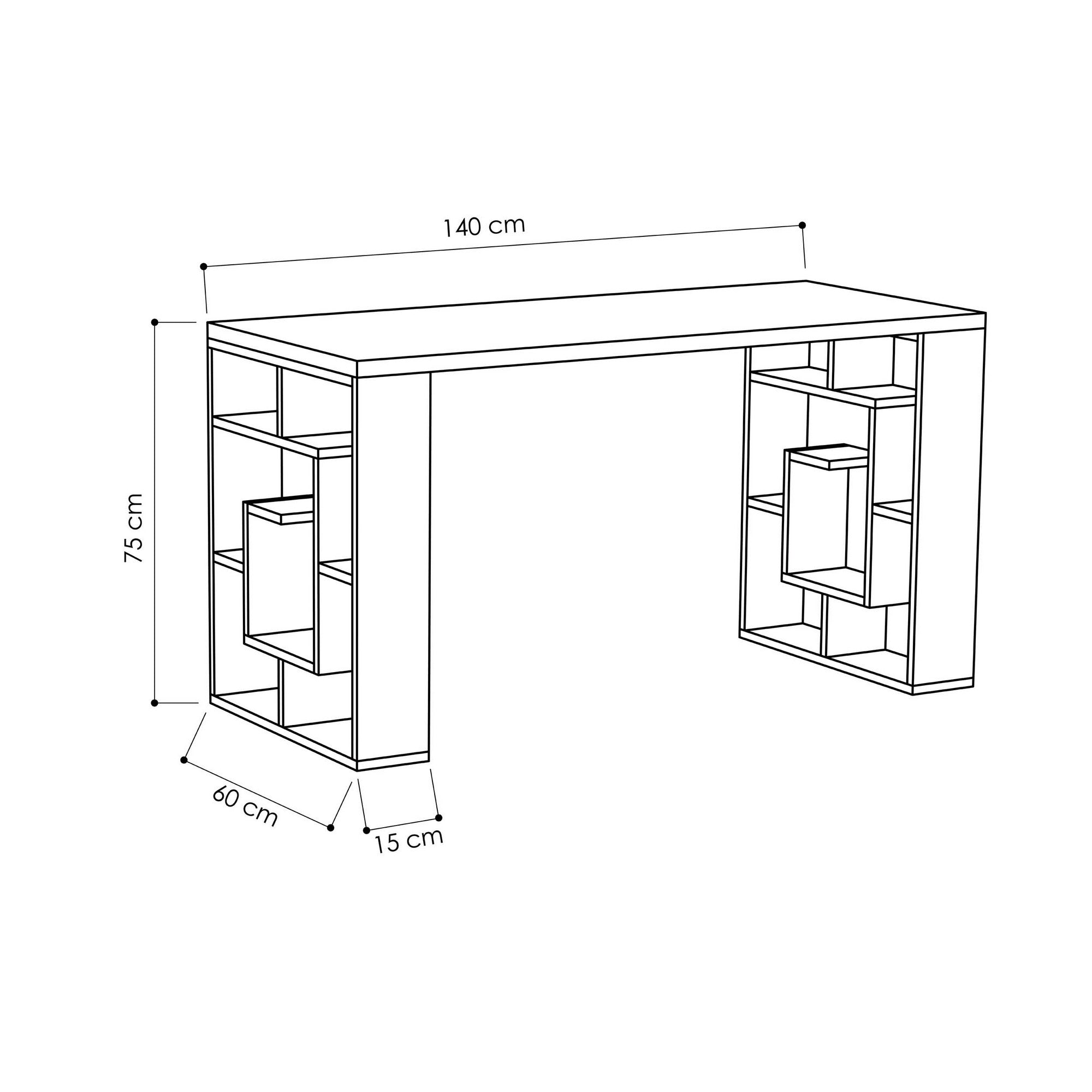 Bureau Obera L140xH75cm Bois Chêne et Blanc