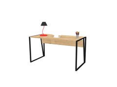 Bureau simple Ermias L140cm Bois clair et Métal Noir