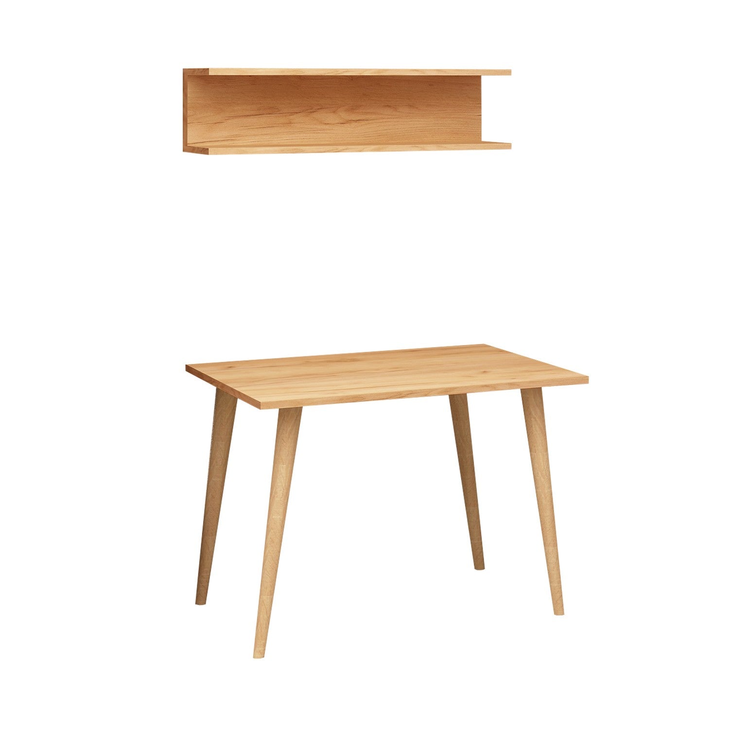 Bureau style scandinave avec étagère murale Charnoy Bois Chêne clair