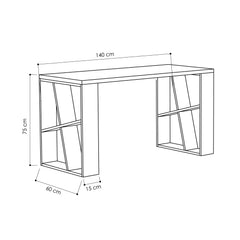 Bureau Taiga 140x75cm Bois Blanc et Anthracite