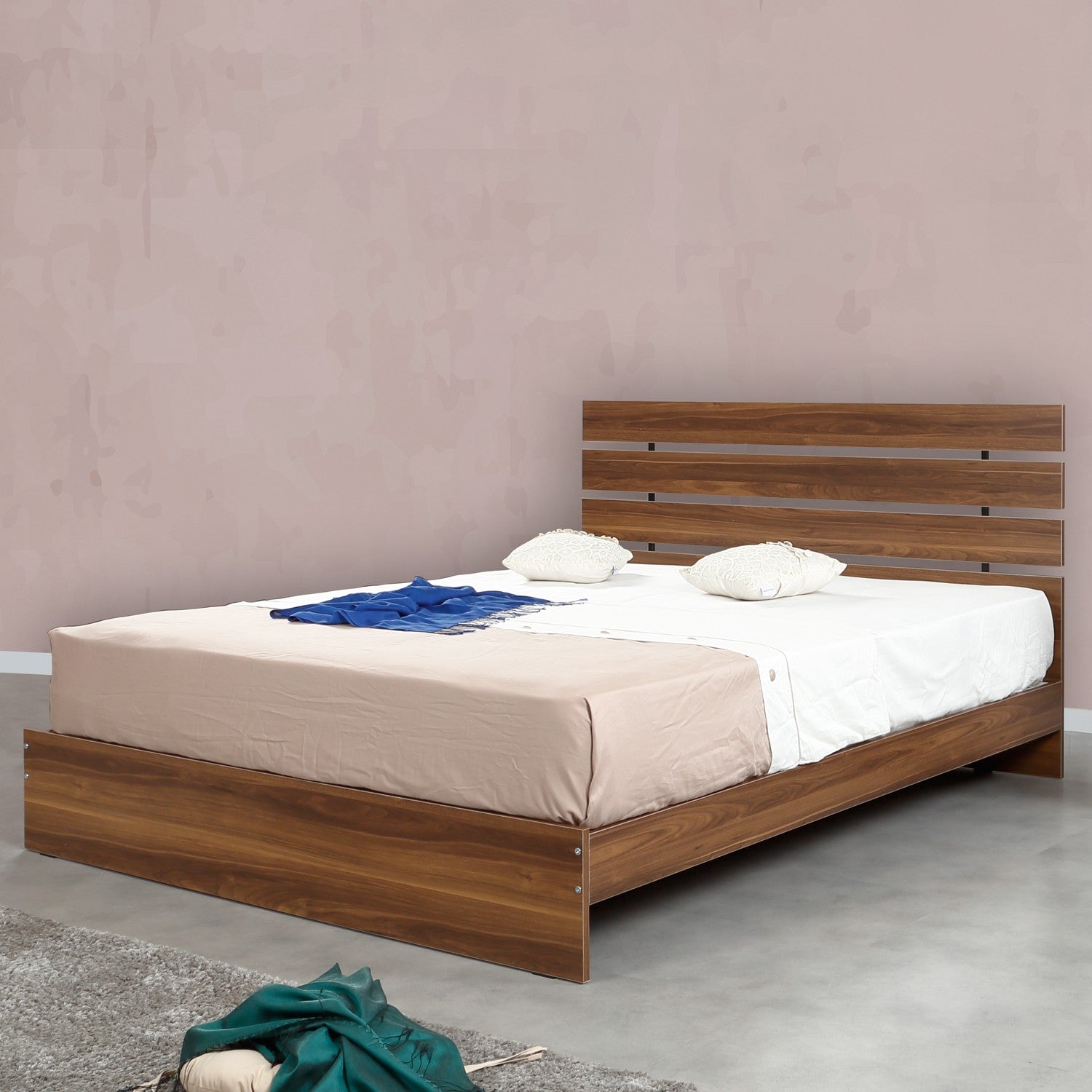 Cadre de lit double Zoden 140x190cm Bois Naturel