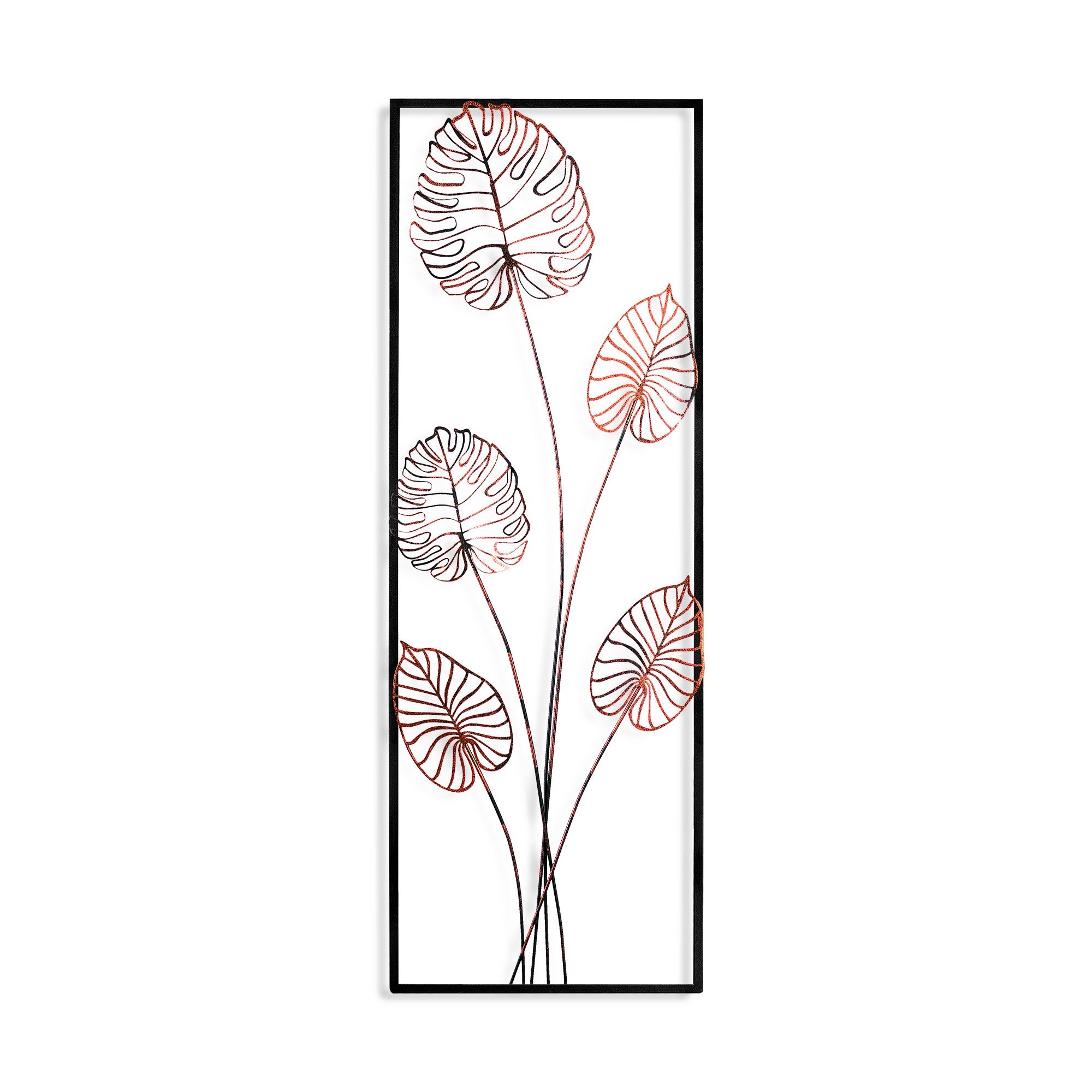 Cadre décoratif feuilles de monstera Munin L32xH90cm Métal Noir et Bronze