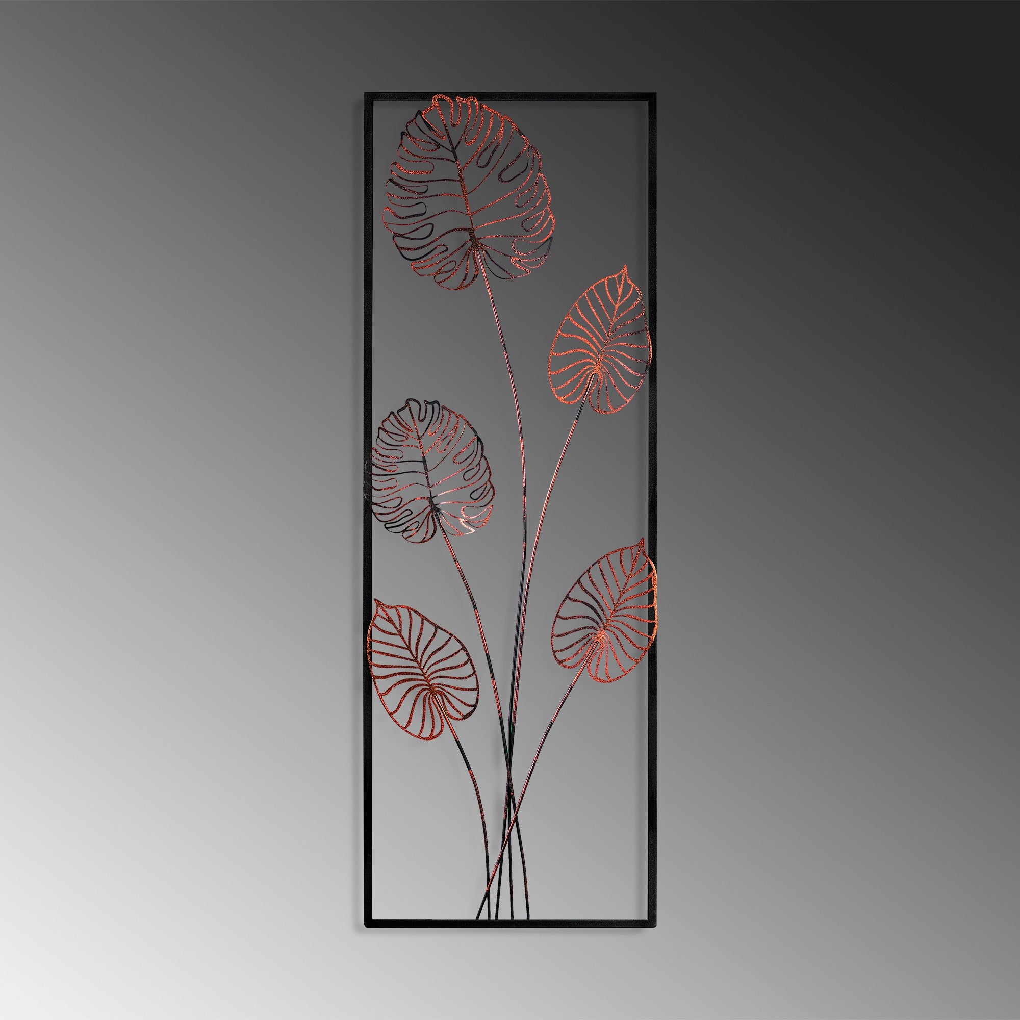 Cadre décoratif feuilles de monstera Munin L32xH90cm Métal Noir et Bronze