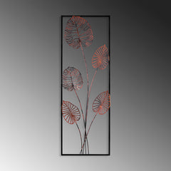 Cadre décoratif feuilles de monstera Munin L32xH90cm Métal Noir et Bronze