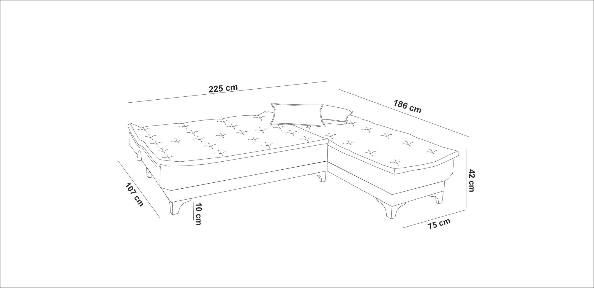 Canapé angle à droite convertible Lefkadao Tissu Gris