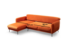 Canapé d'angle à gauche convertible avec 3 coussins Vesna Tissu Orange