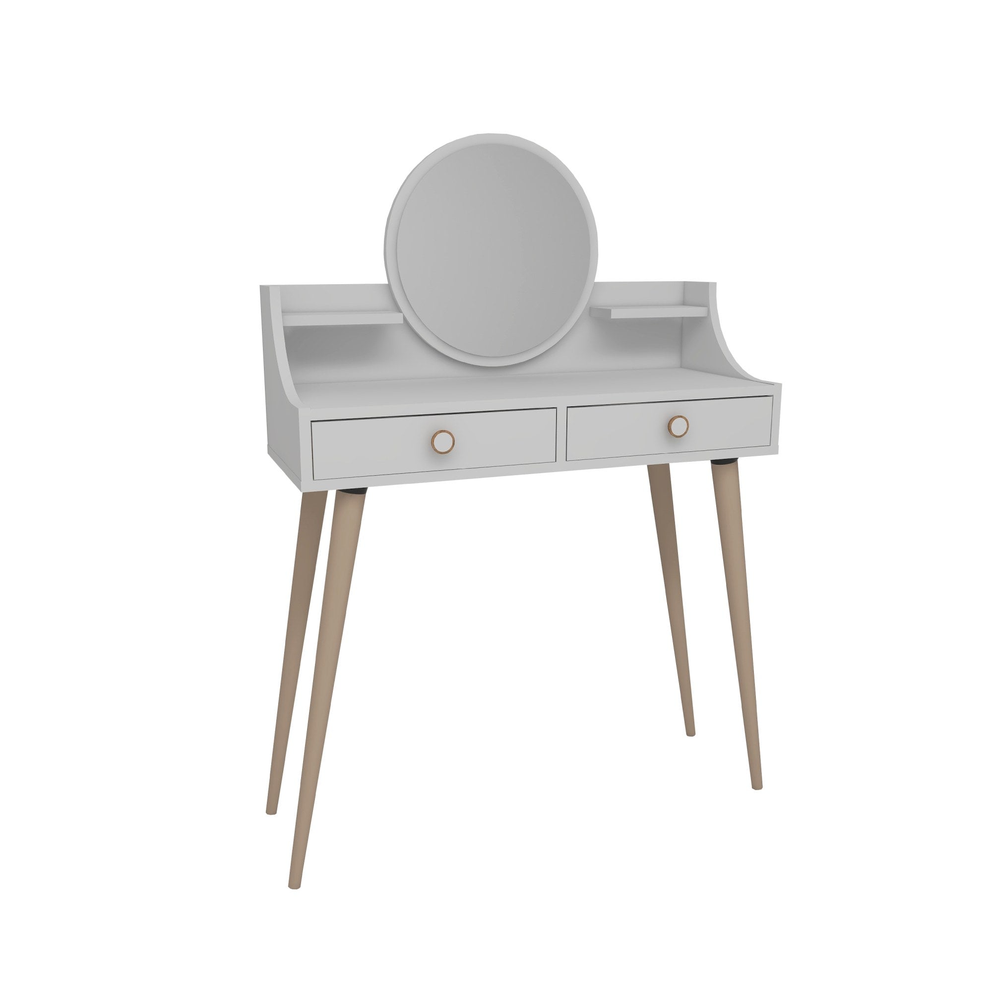 Coiffeuse 1 miroir et 2 tiroirs Girija Blanc