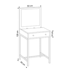 Coiffeuse 1 tiroir avec miroir Ghitia Bois Chêne