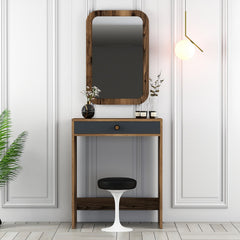 Coiffeuse design avec miroir Esadia L70cm Bois foncé et Anthracite