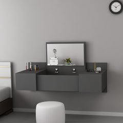 Coiffeuse murale Nelfa avec miroir en bois Gris