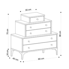 Console 5 tiroirs Castelo H85cm Chêne clair