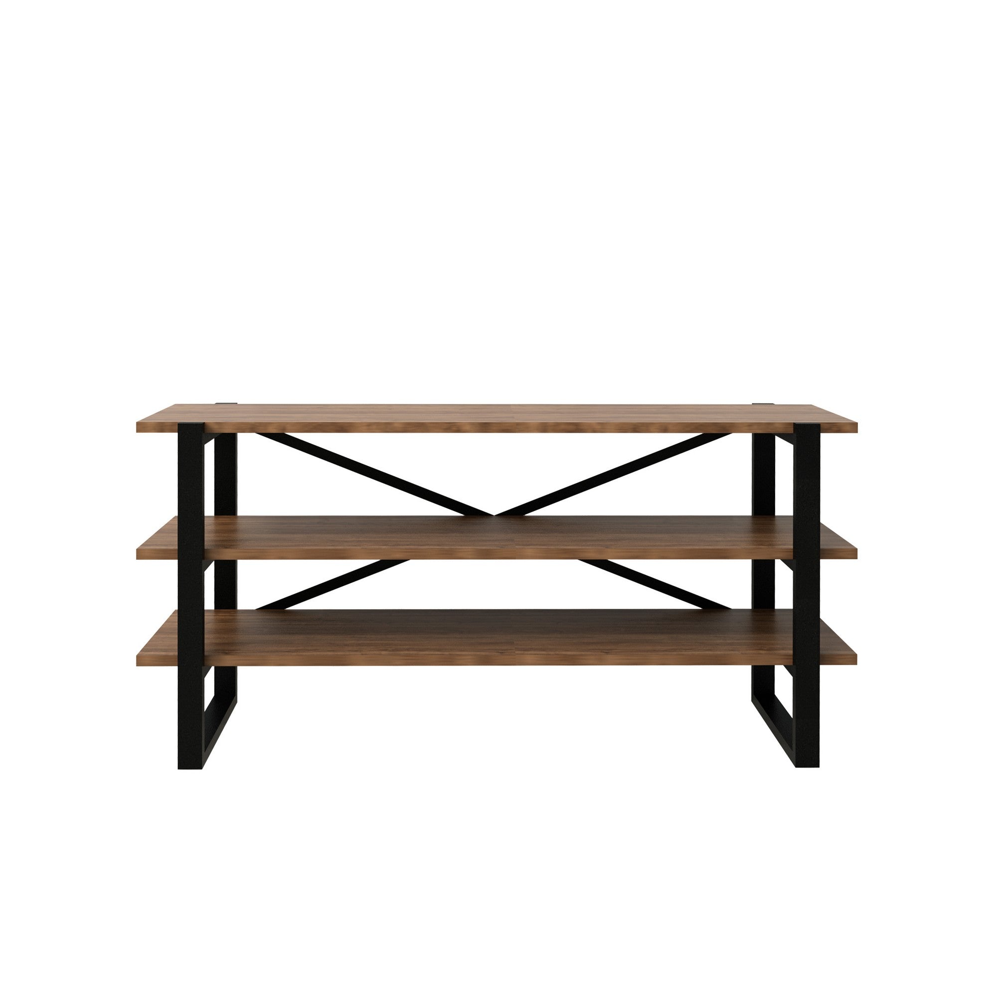 Console style industriel Wolyn L120xH33,4cm Bois Naturel et Métal Noir