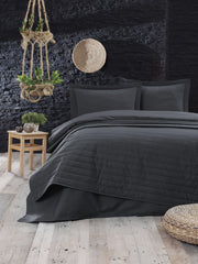 Couvre-lit double surpiquer Somnum uni 240x220cm Tissu Anthracite