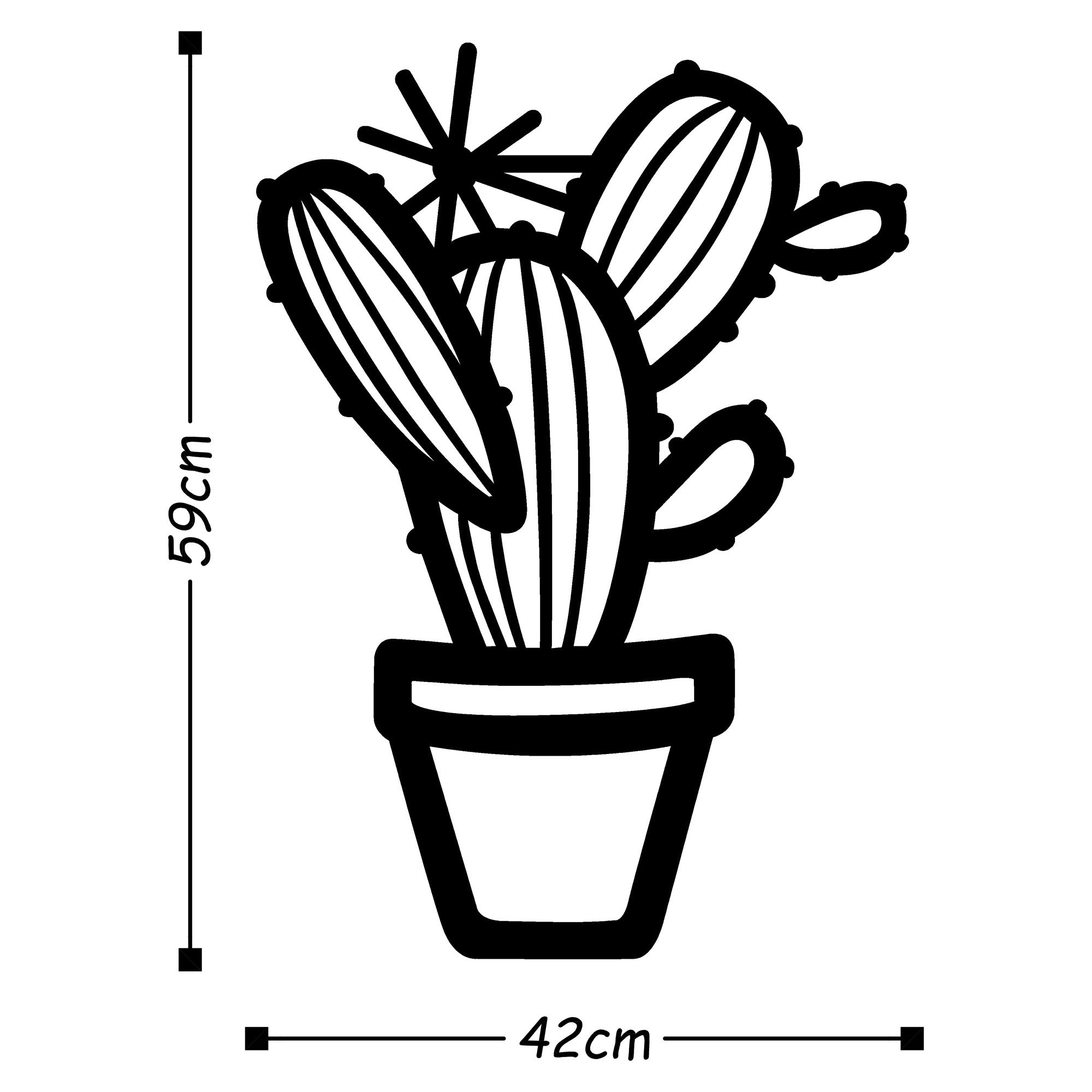 Décoration murale cactus en pot Valna L42xH59cm Métal Noir