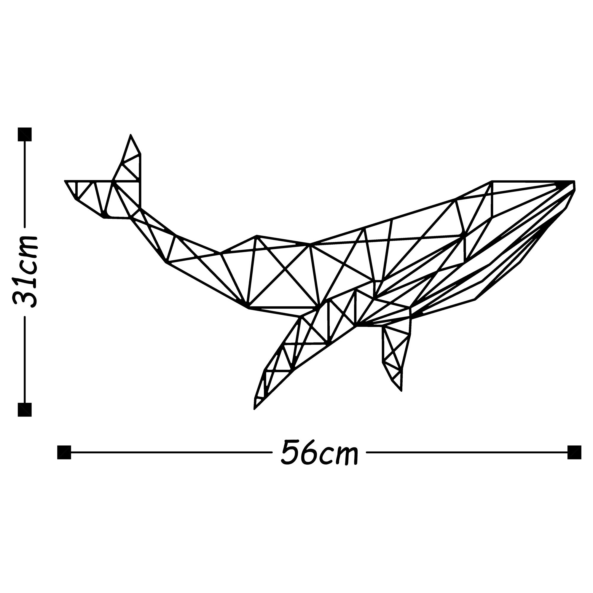 Décoration murale Filum baleine géométrique L56xH31cm Métal Noir