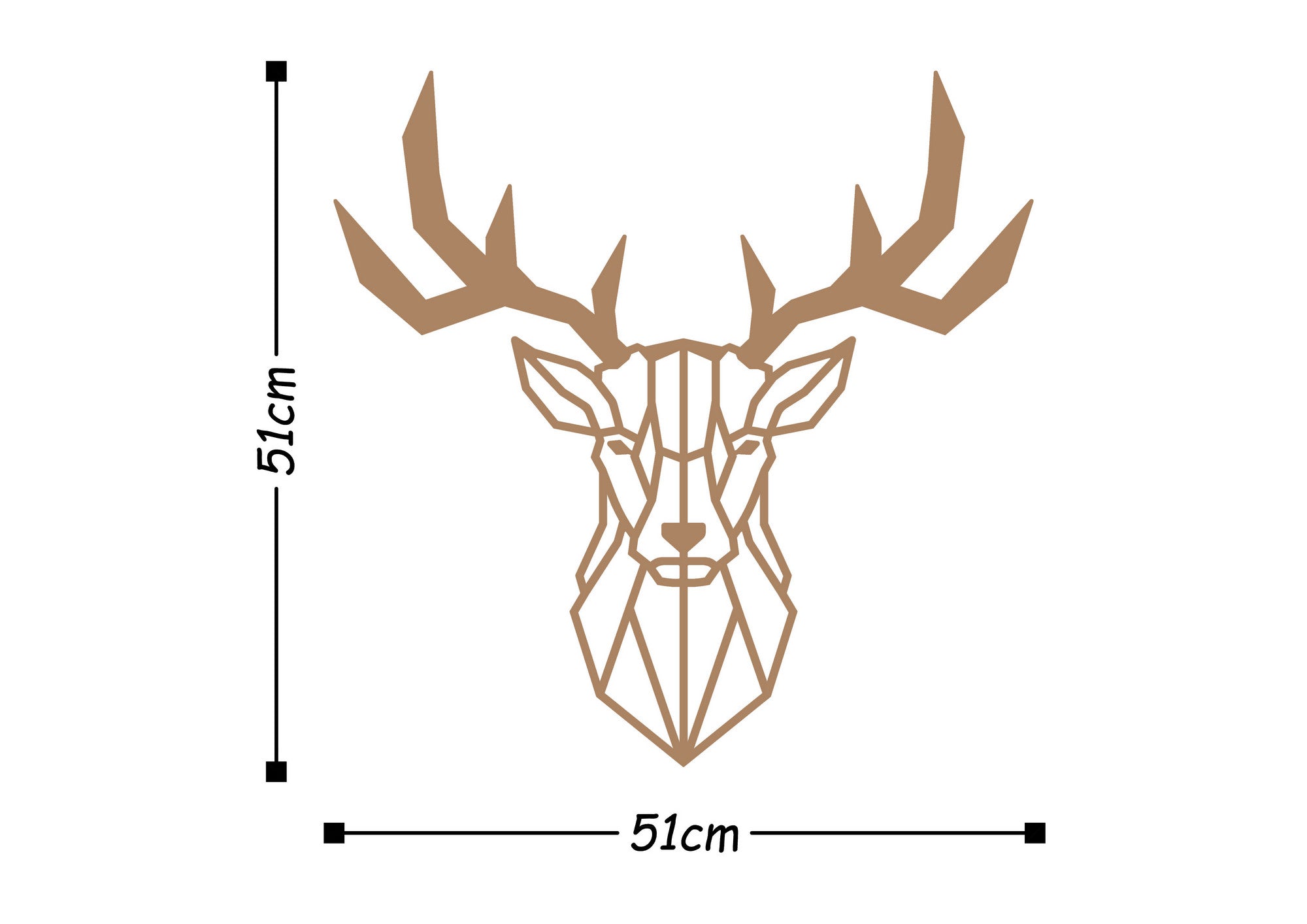 Décoration murale Filum tête de cerf de face 51x51cm Métal Cuivre