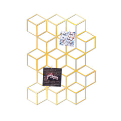 Décoration murale géométrique cubes 3D Demin L45xH60cm Métal Or